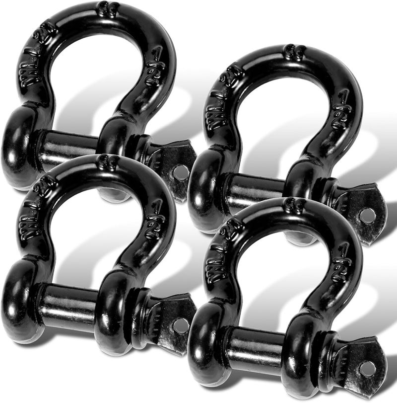 Htata Prep 1/2" D Ring Shackles with 9/16" Screw Pin, 26,400 lbs Break Strength, Heavy Duty Clevis Shackles (Black) for Jeep, Truck, SUV, Trailer, ATV, UTV（4pcs） - Image 1